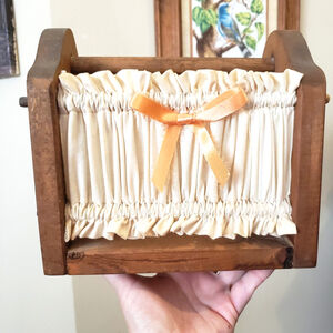 Vintage Wood Napkin Holder Country Farmhouse Rustic Hand Made Cloth Bow